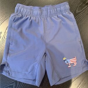 Kids GOAT USA Blue Athletic Shorts with Flag Dog Graphic